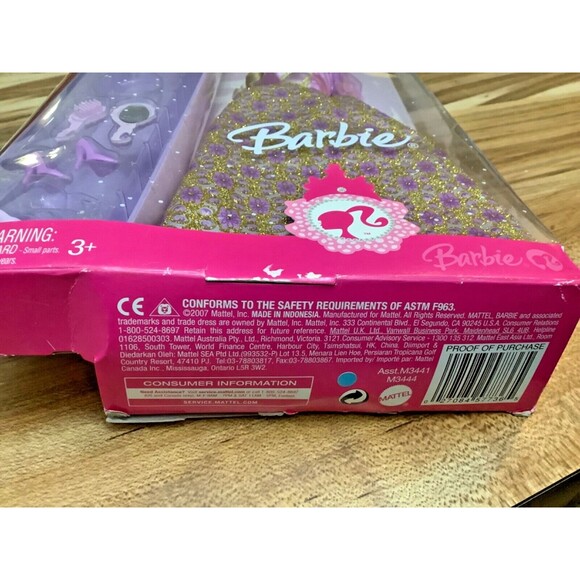 Barbie Doll in Purple/Gold Ball Gown+Accessories~Bendable Legs~New Open Box~2007 - Picture 8 of 10